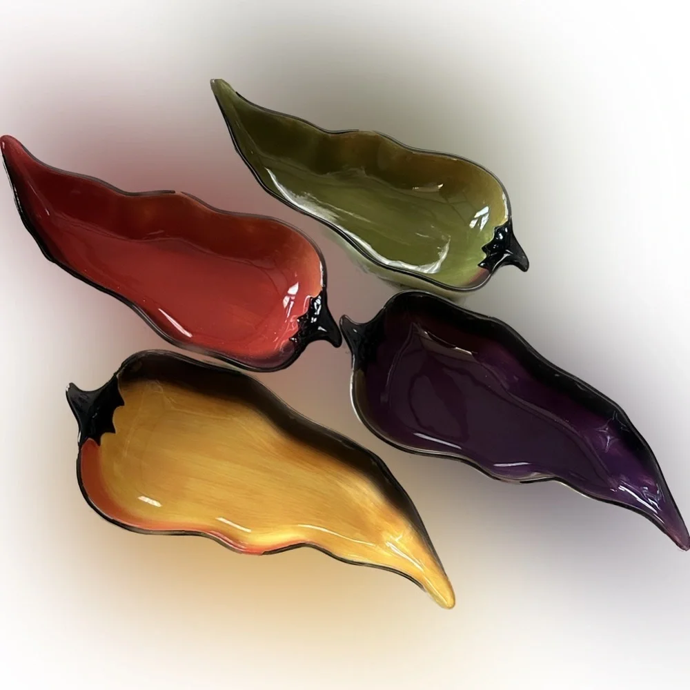 50%offw❤️ CLAY ART 4Pepper Salsa/Dip Bowls Mexican Party appetizer hors d'oeuvre